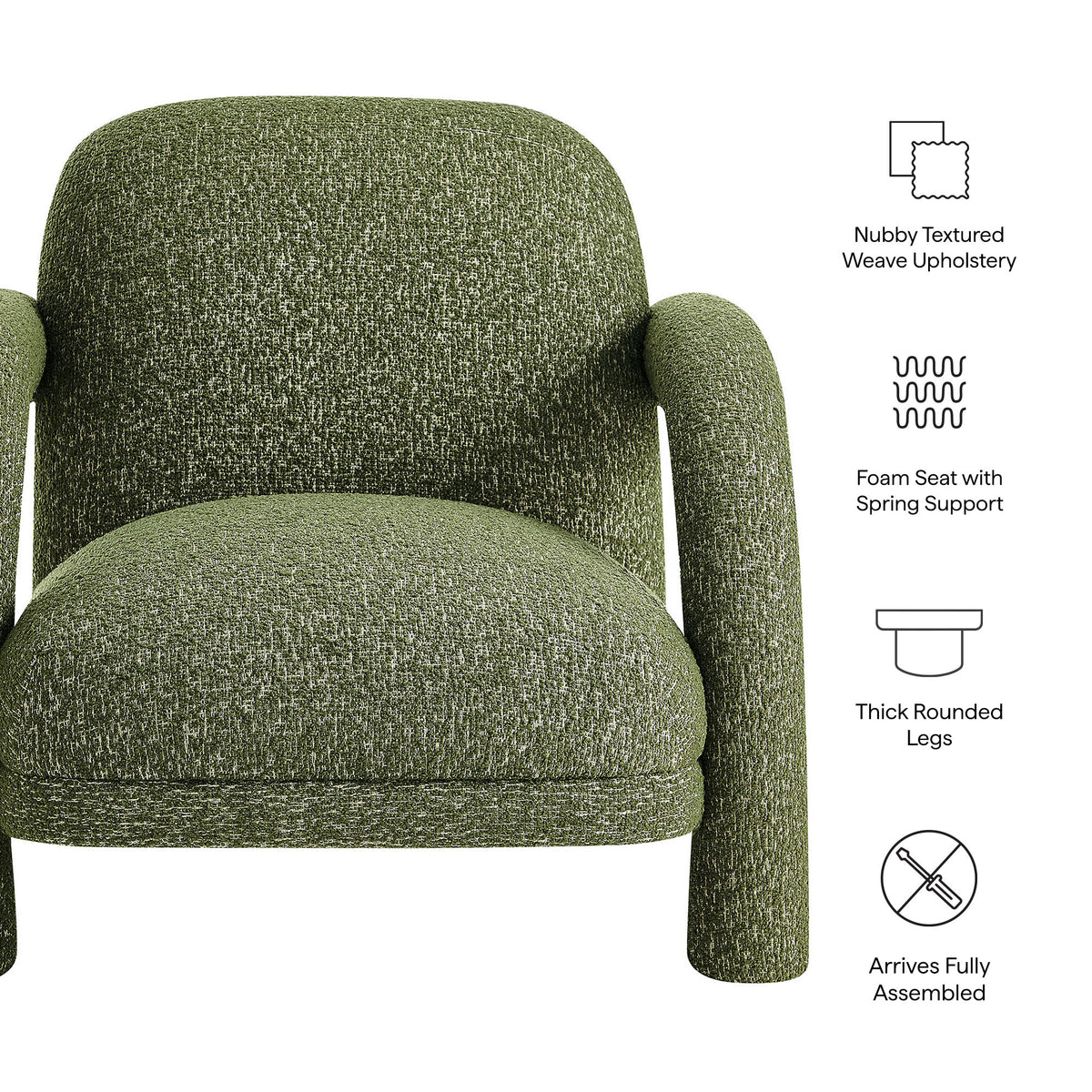 Ferris Textured Woven Fabric Lounge Chair - Olive