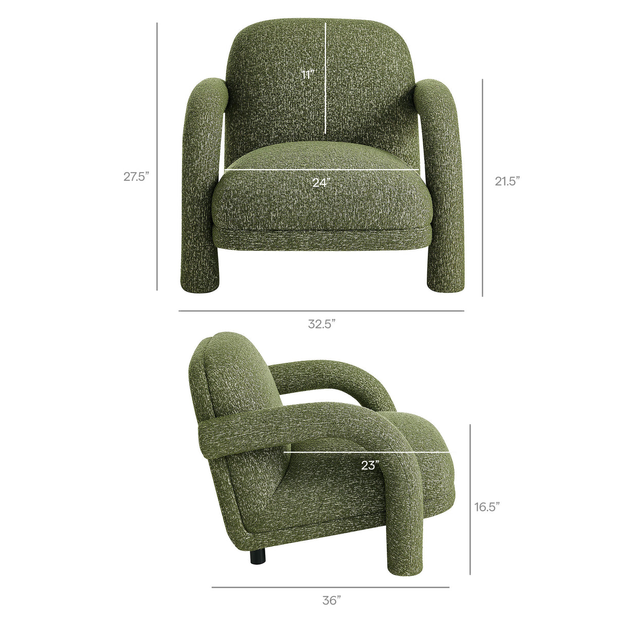 Ferris Textured Woven Fabric Lounge Chair - Olive