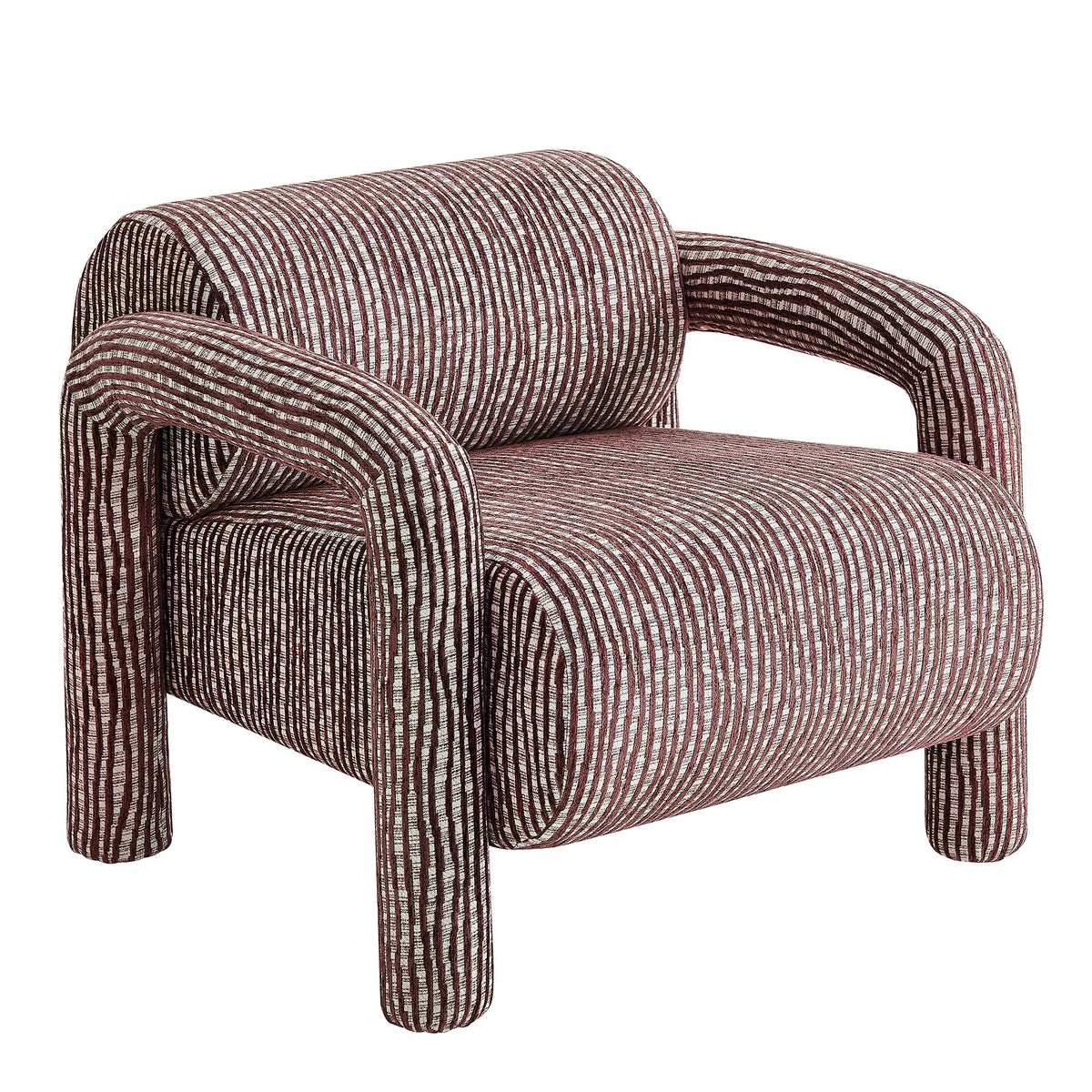 Quill Patterned Woven Fabric Accent Chair - Maroon