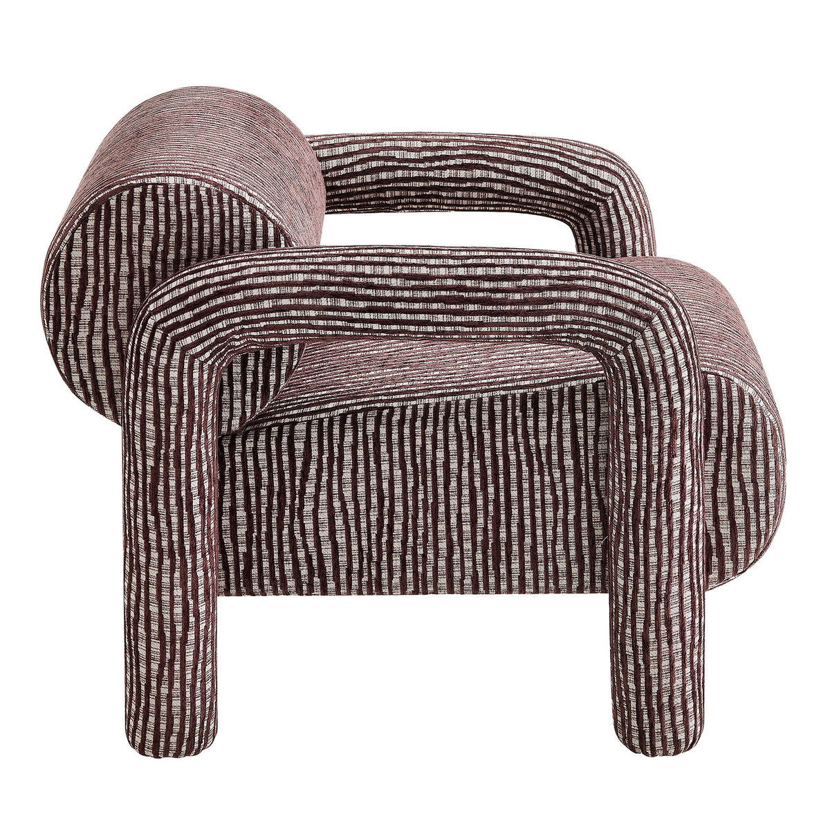 Quill Patterned Woven Fabric Accent Chair - Maroon