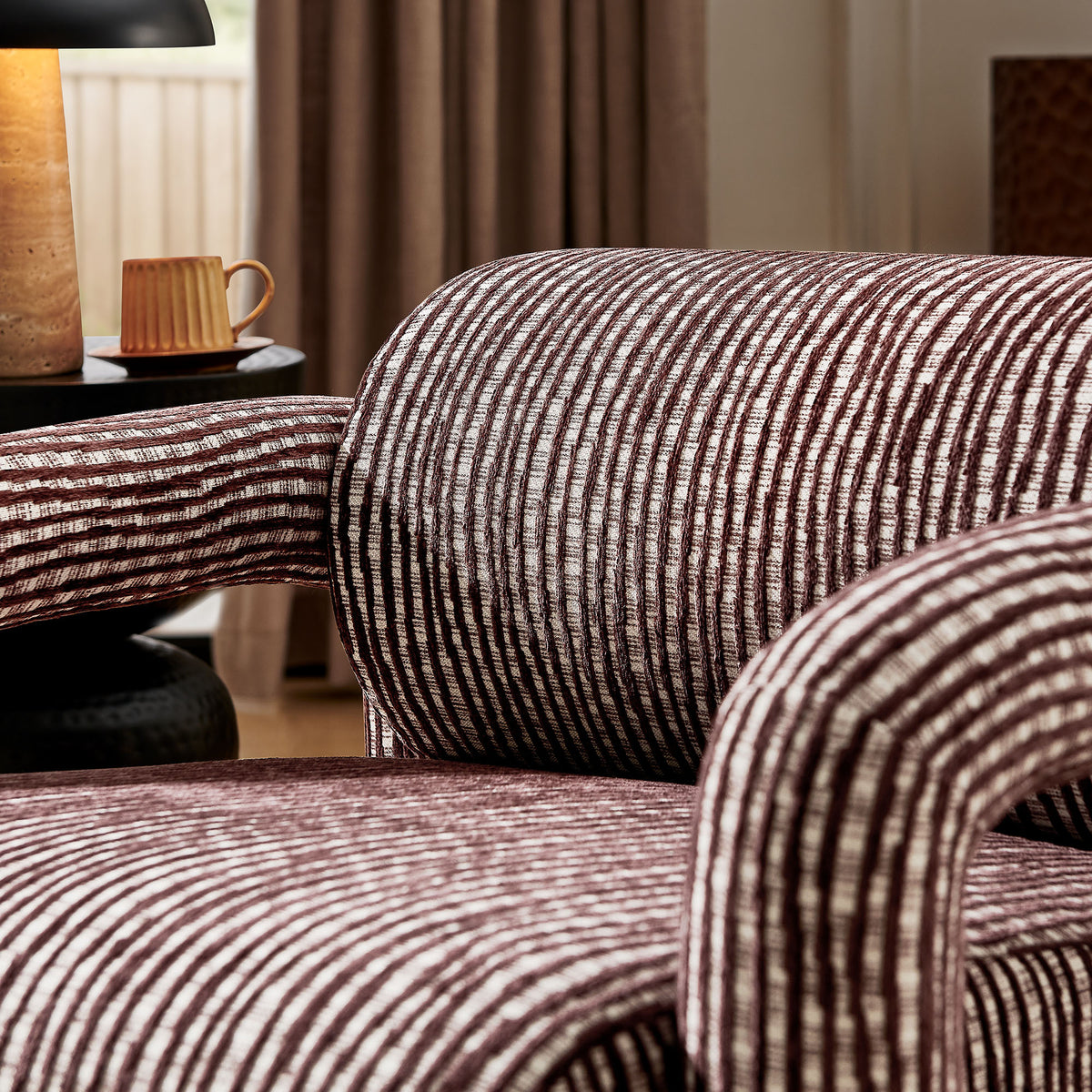 Quill Patterned Woven Fabric Accent Chair - Maroon