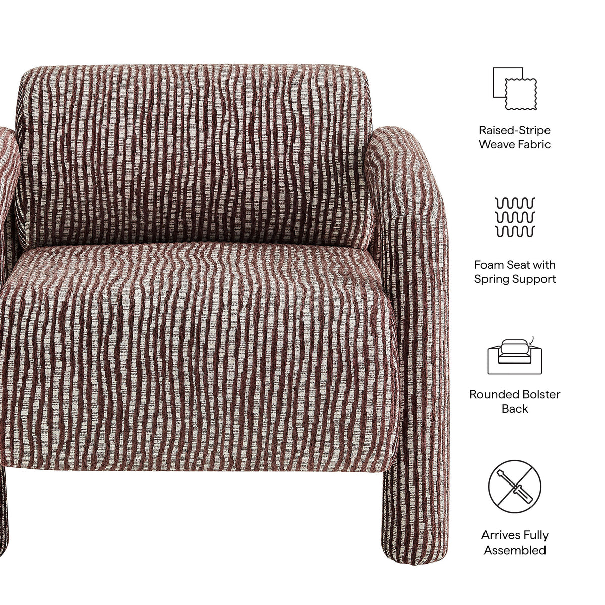 Quill Patterned Woven Fabric Accent Chair - Maroon