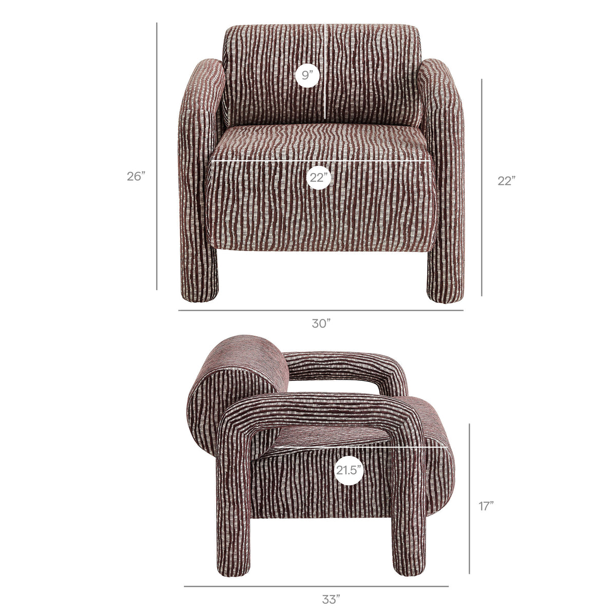 Quill Patterned Woven Fabric Accent Chair - Maroon