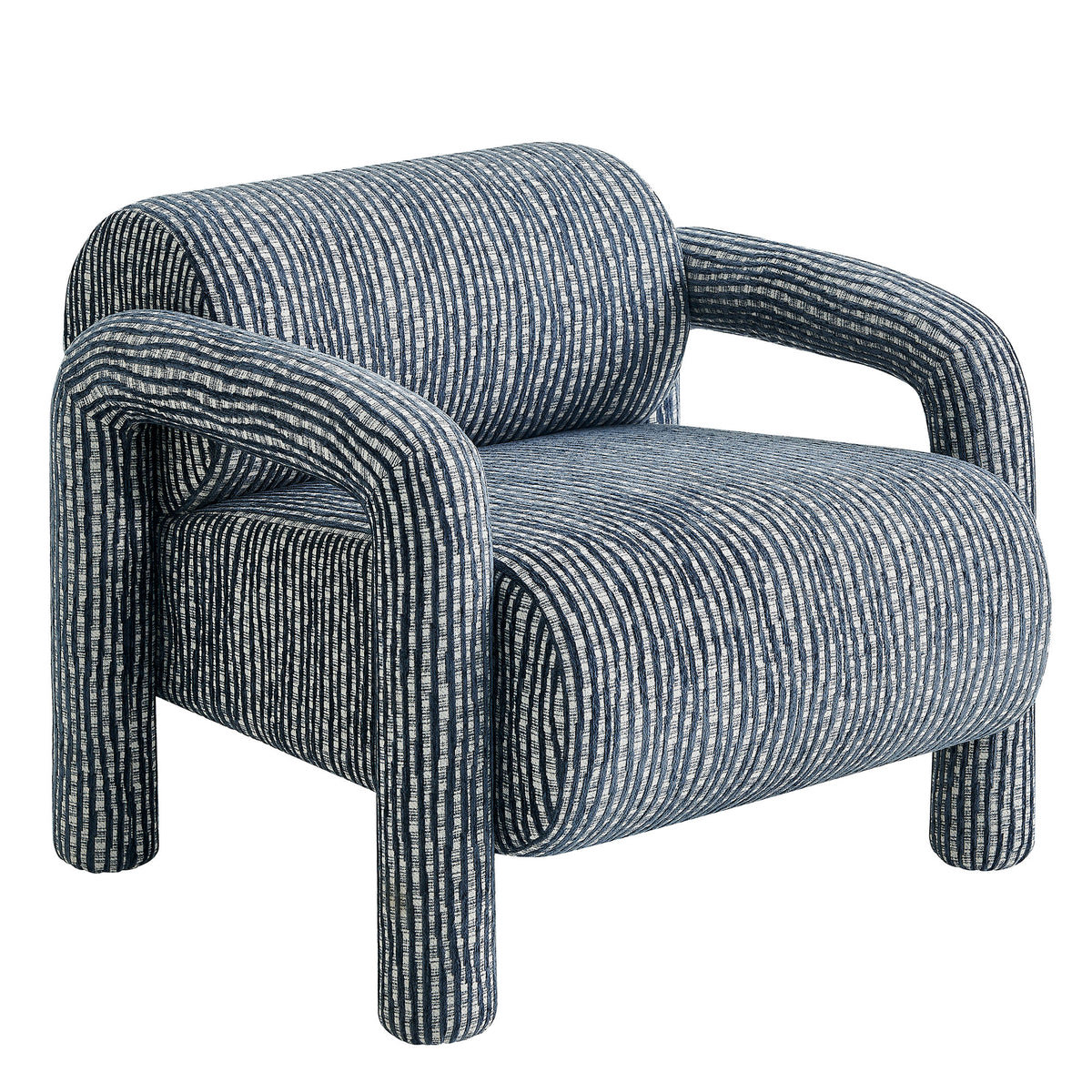 Quill Patterned Woven Fabric Accent Chair - Navy