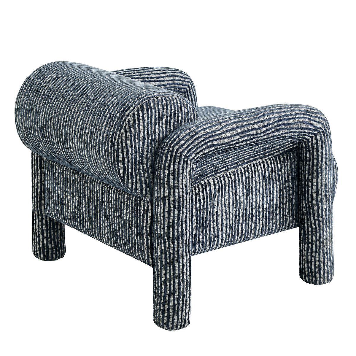 Quill Patterned Woven Fabric Accent Chair - Navy