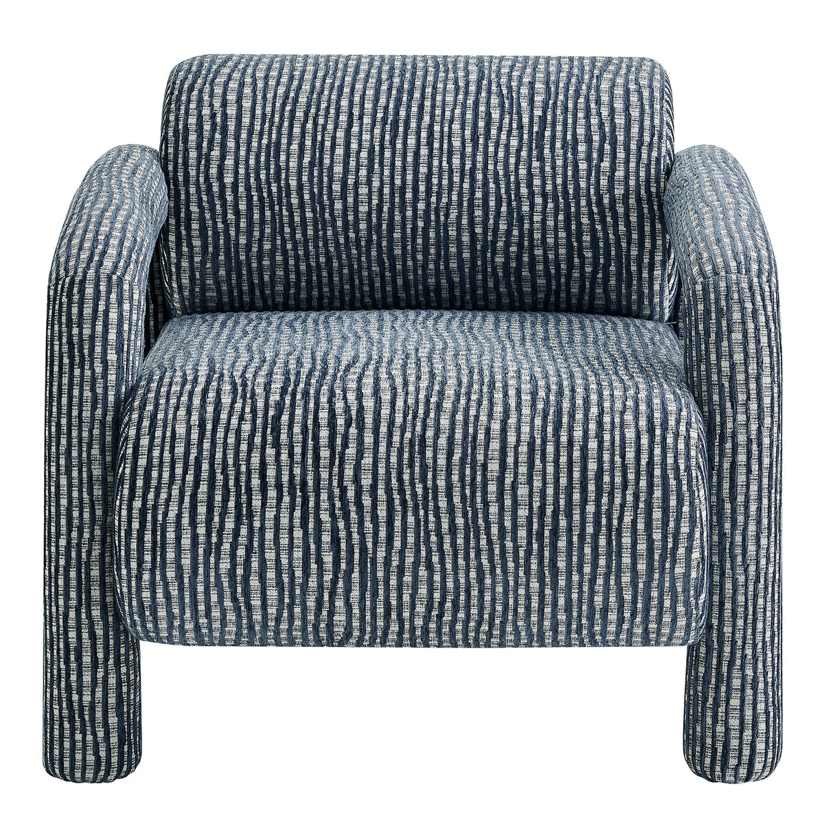 Quill Patterned Woven Fabric Accent Chair - Navy