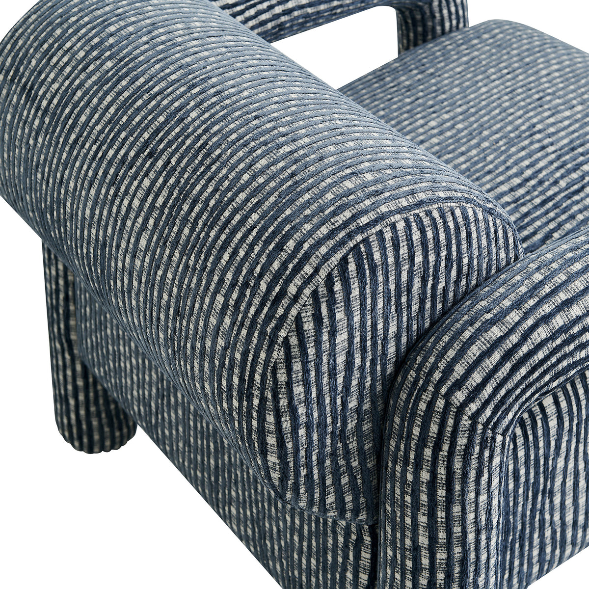 Quill Patterned Woven Fabric Accent Chair - Navy