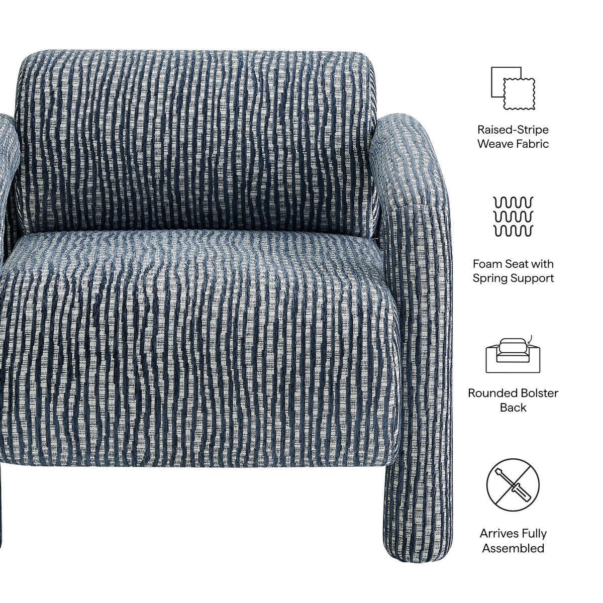 Quill Patterned Woven Fabric Accent Chair - Navy