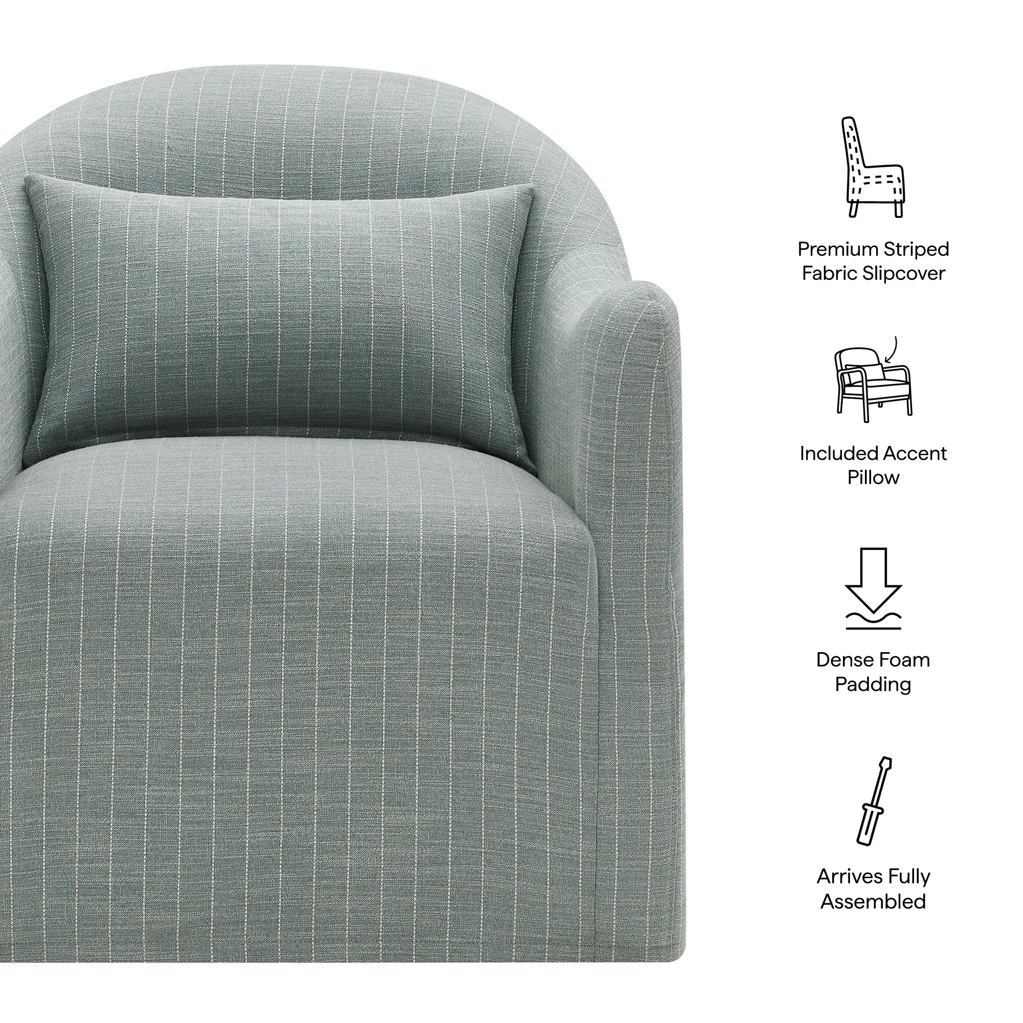 Bardot Slipcovered Striped Accent Chair by Modway