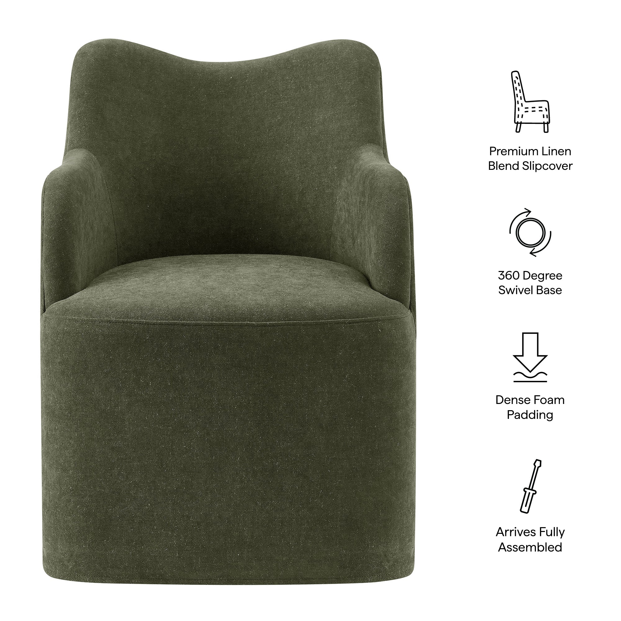 Cordelle Linen Blend Swivel Dining Chair by Modway