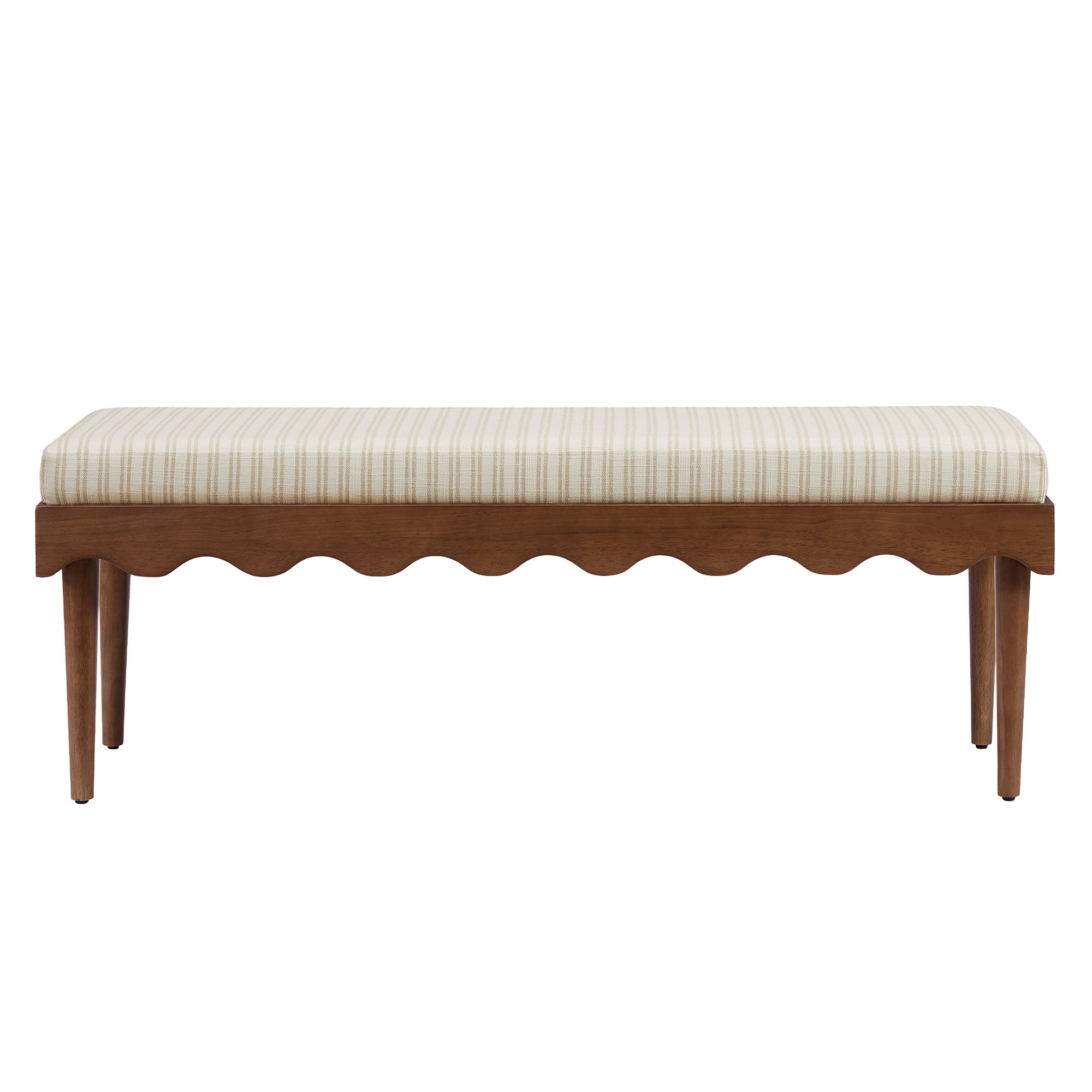 Mirette Scalloped Edge Striped Accent Bench by Modway