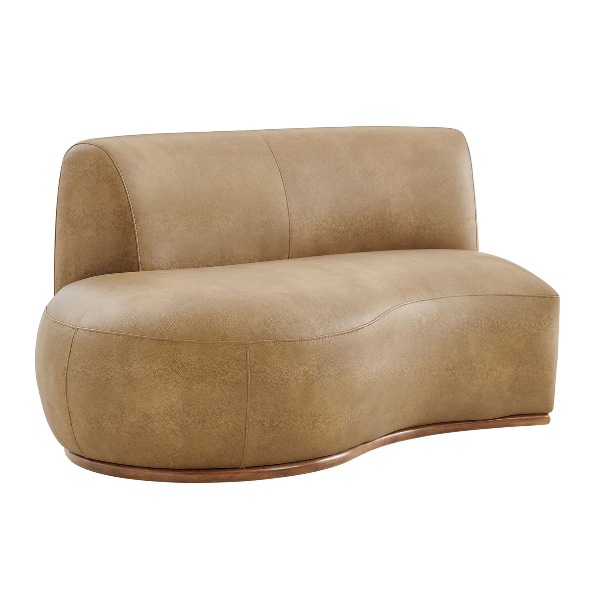 Rialta Curved Left-Arm Vegan Leather Sectional Loveseat - Toast