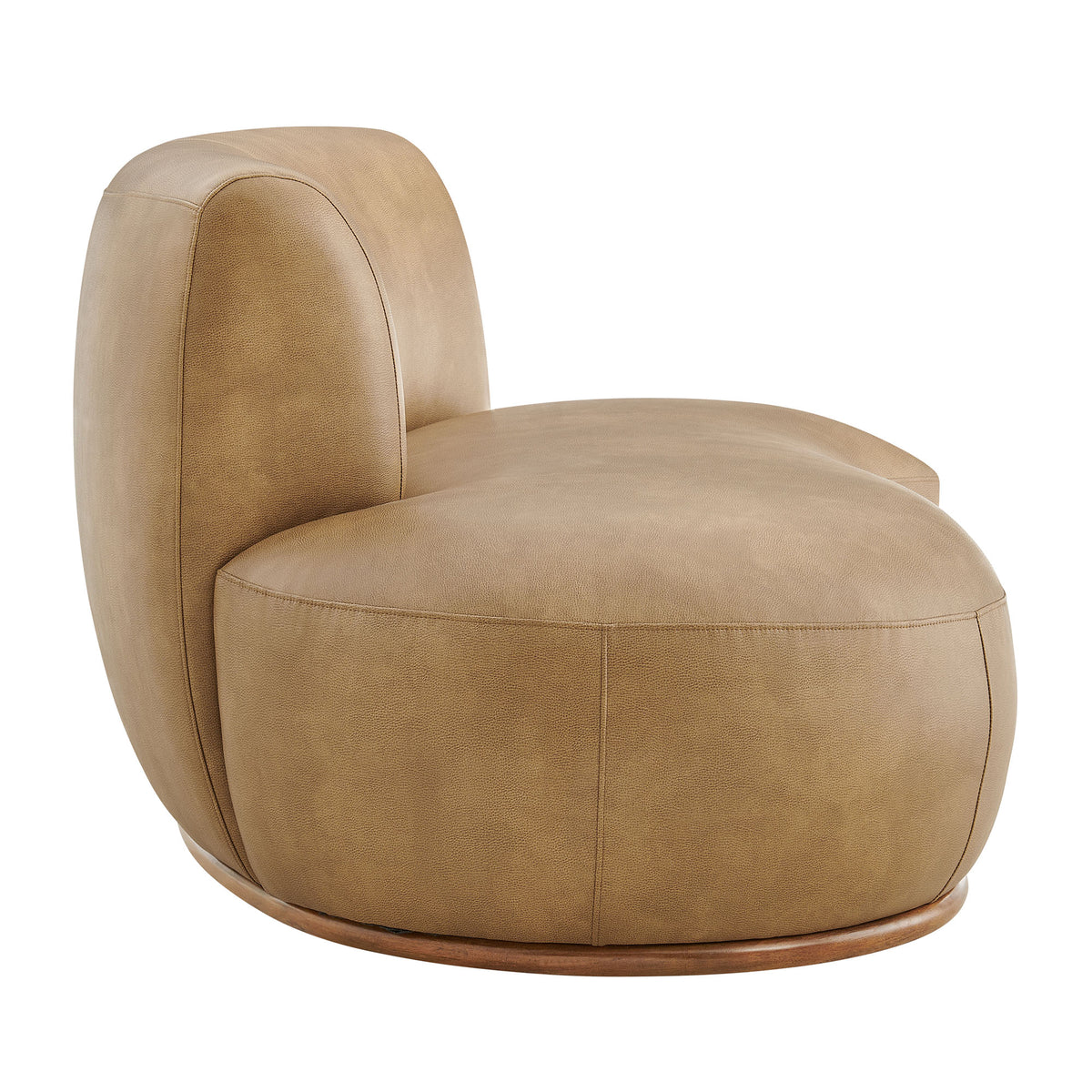 Rialta Curved Left-Arm Vegan Leather Sectional Loveseat - Toast