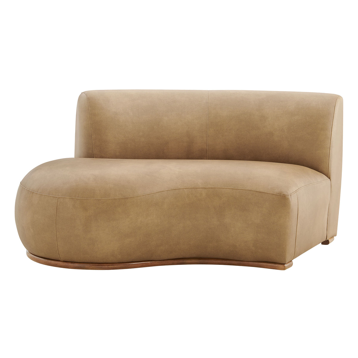 Rialta Curved Left-Arm Vegan Leather Sectional Loveseat - Toast
