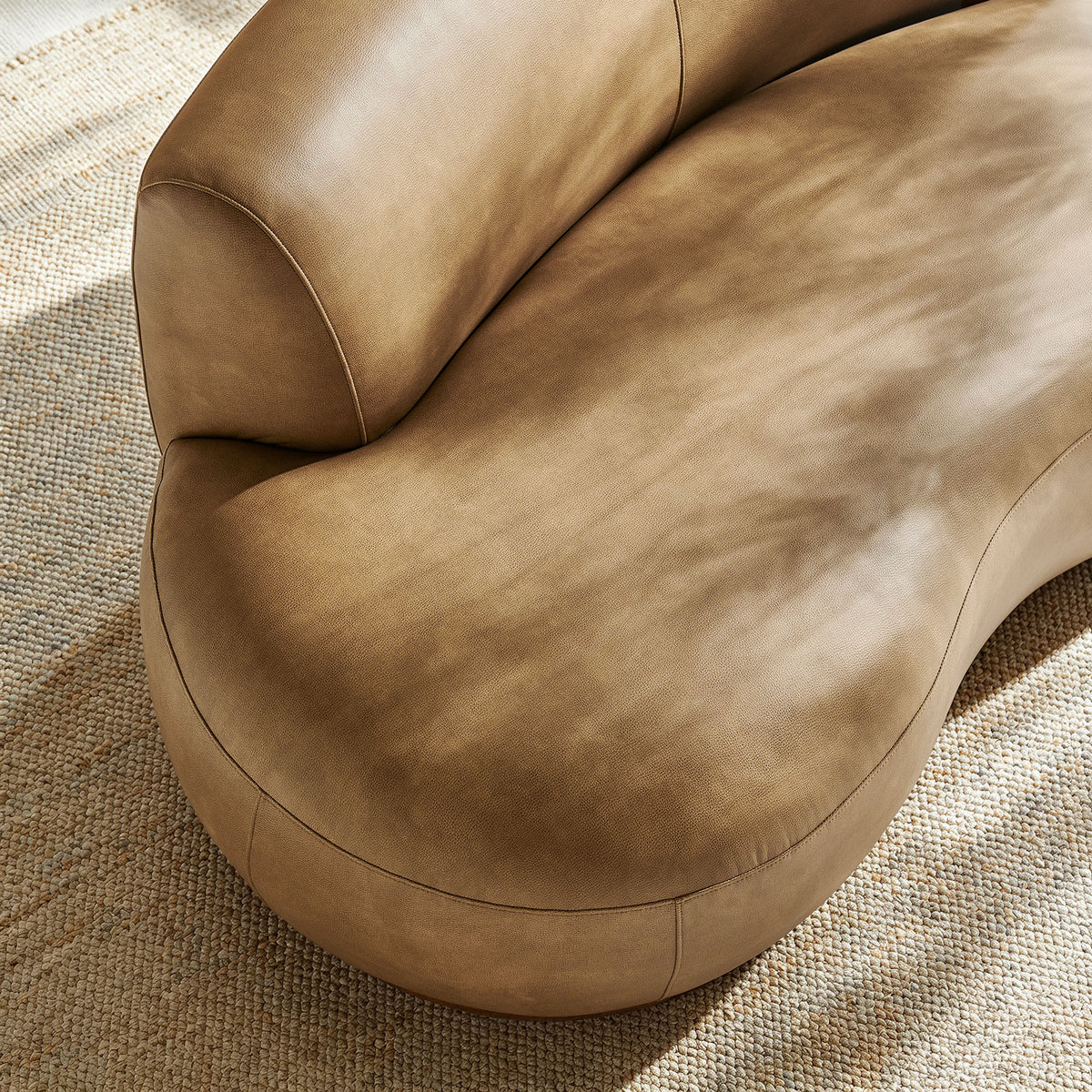 Rialta Curved Left-Arm Vegan Leather Sectional Loveseat - Toast