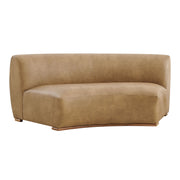 Rialta Curved Armless Vegan Leather Sectional Loveseat - Toast