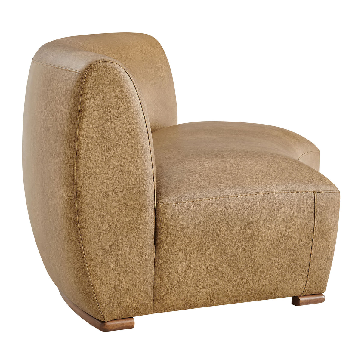 Rialta Curved Armless Vegan Leather Sectional Loveseat - Toast