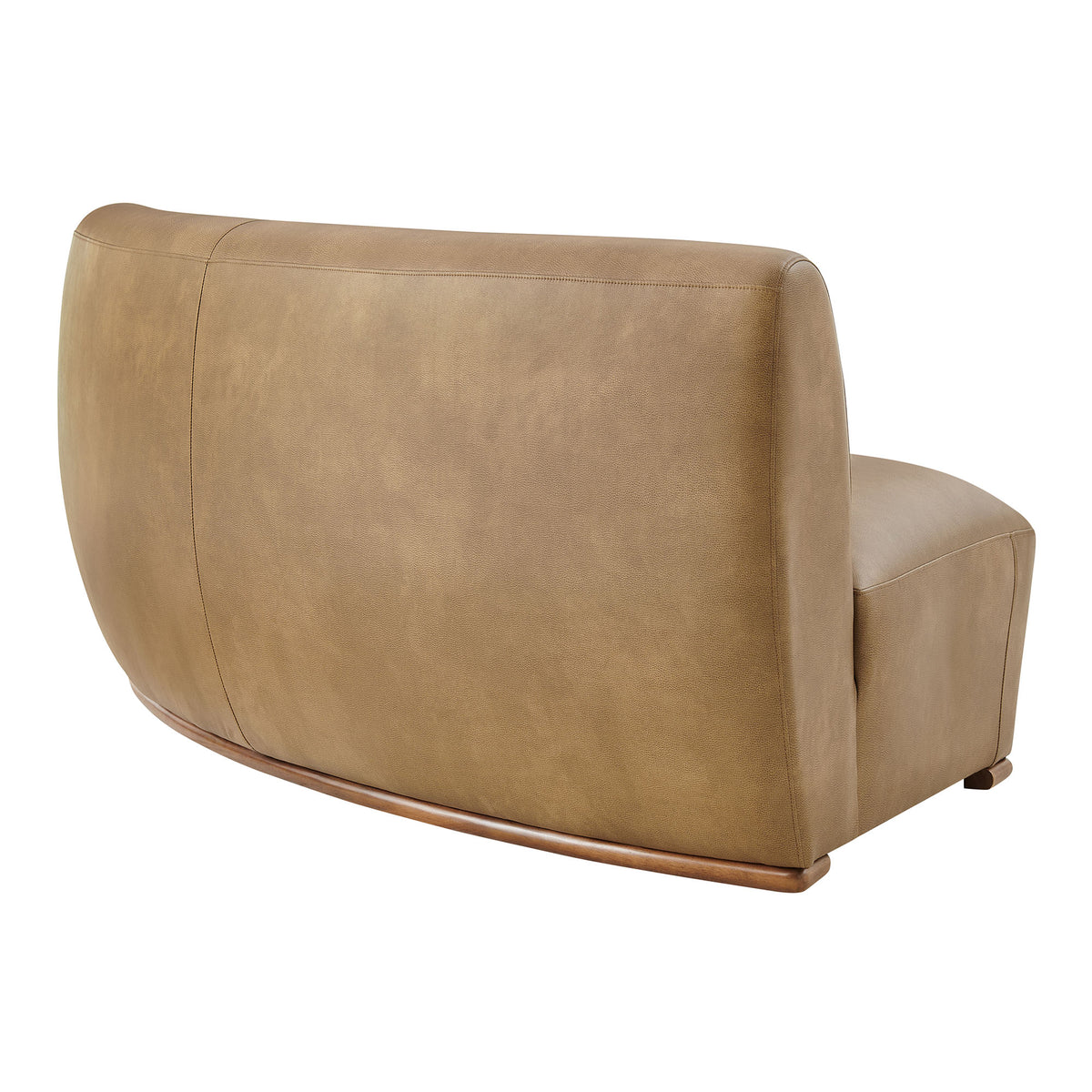 Rialta Curved Armless Vegan Leather Sectional Loveseat - Toast