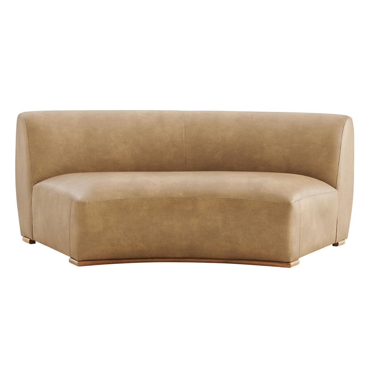 Rialta Curved Armless Vegan Leather Sectional Loveseat - Toast