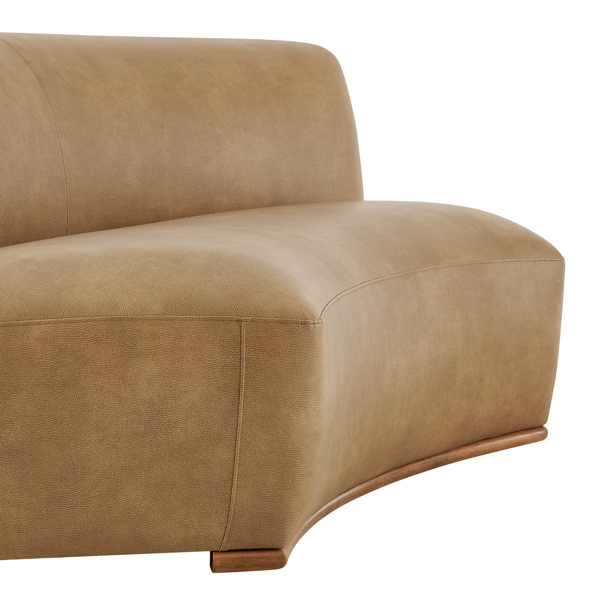 Rialta Curved Armless Vegan Leather Sectional Loveseat - Toast