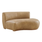 Rialta Curved Right-Arm Vegan Leather Sectional Loveseat - Toast