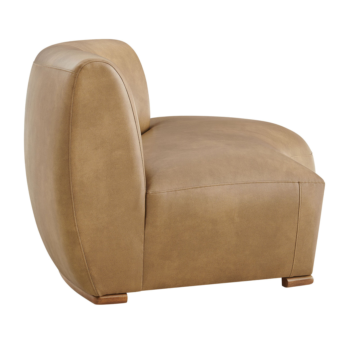 Rialta Curved Right-Arm Vegan Leather Sectional Loveseat - Toast