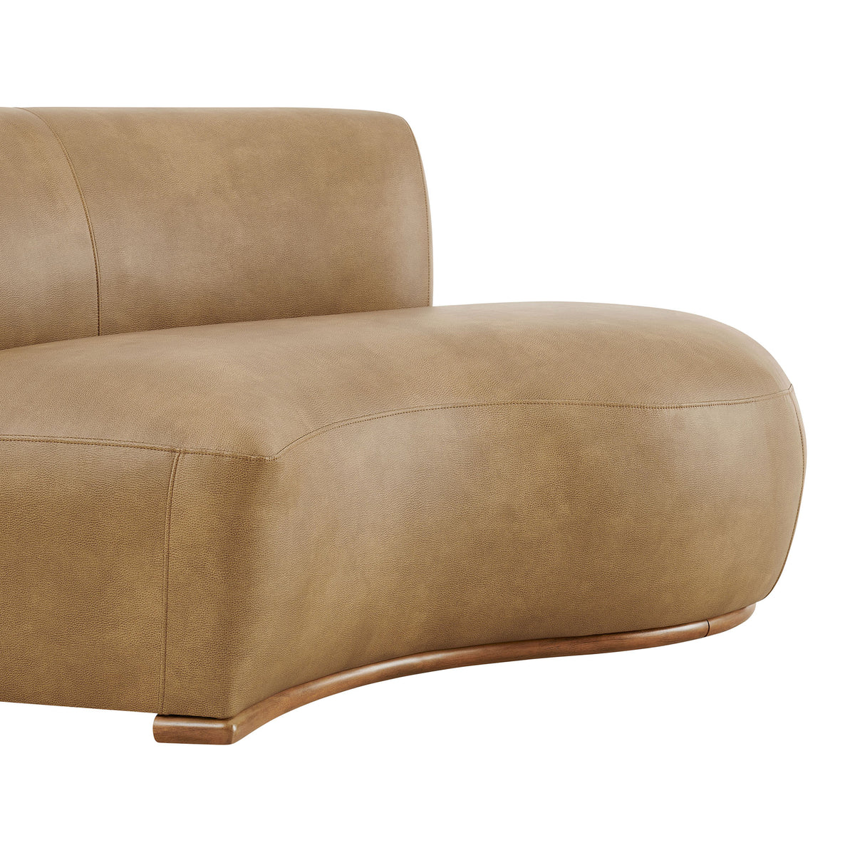 Rialta Curved Right-Arm Vegan Leather Sectional Loveseat - Toast