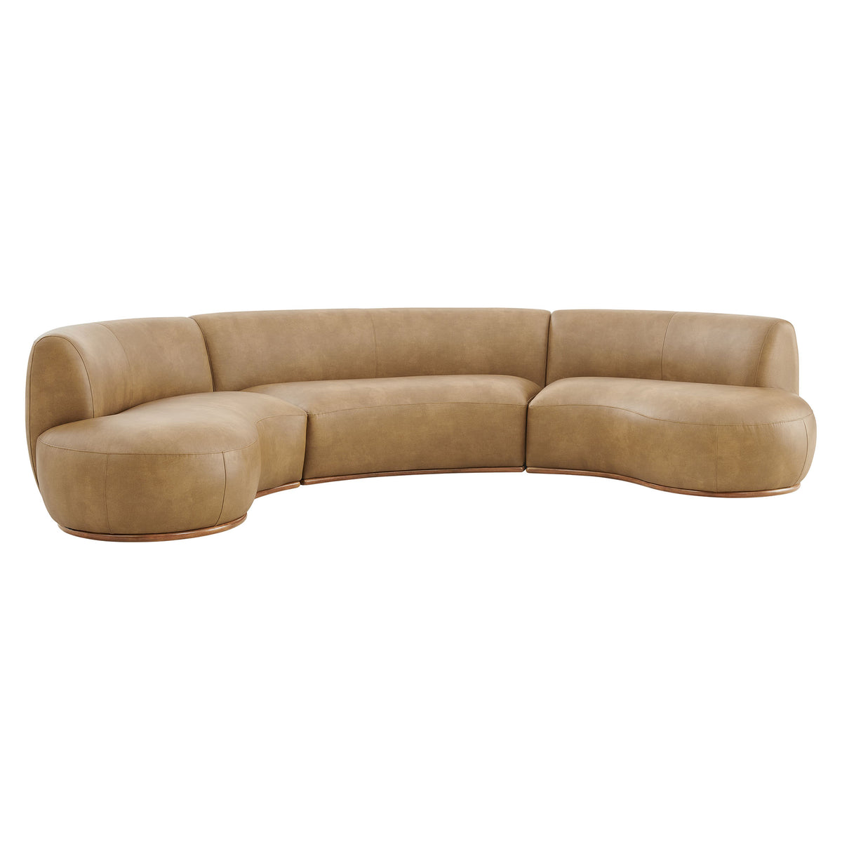 Rialta 3 Piece Curved Vegan Leather Sectional Sofa - Toast