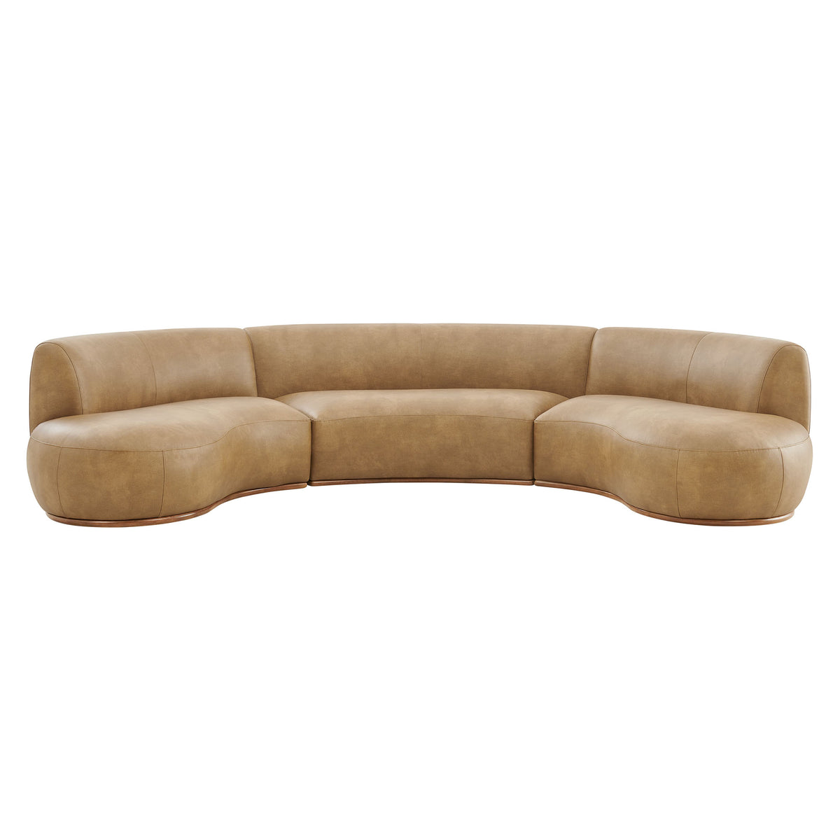 Rialta 3 Piece Curved Vegan Leather Sectional Sofa - Toast