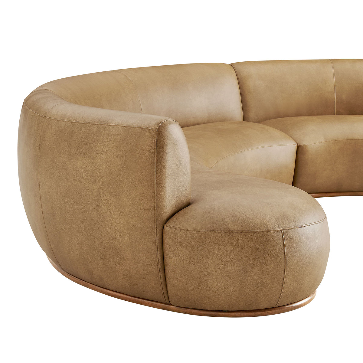 Rialta 3 Piece Curved Vegan Leather Sectional Sofa - Toast