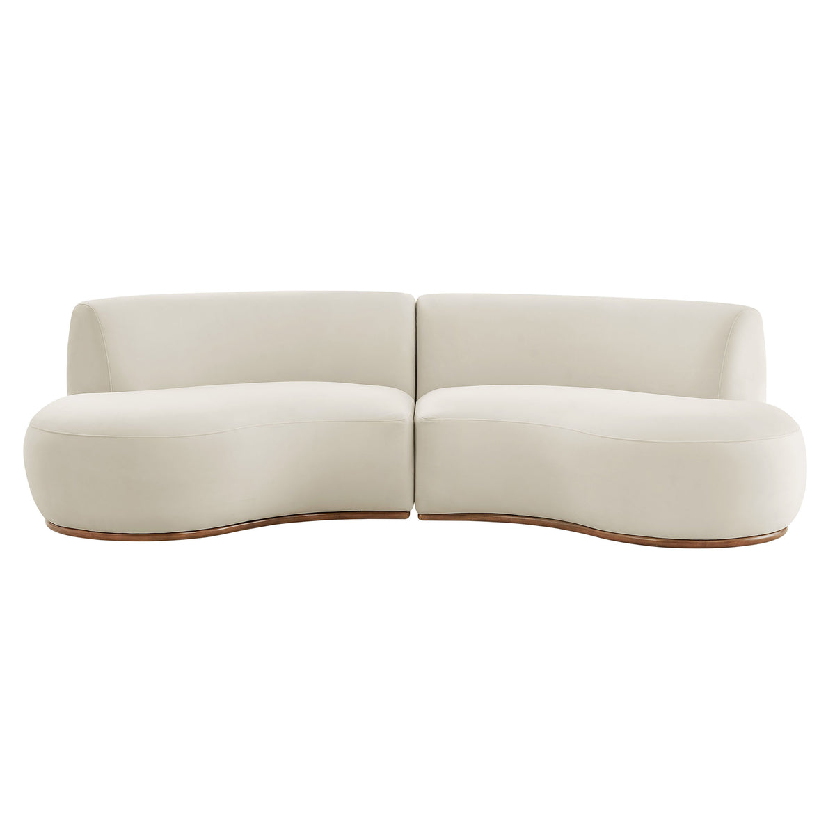 Rialta 2 Piece Curved Performance Velvet Sectional Sofa - Alabaster