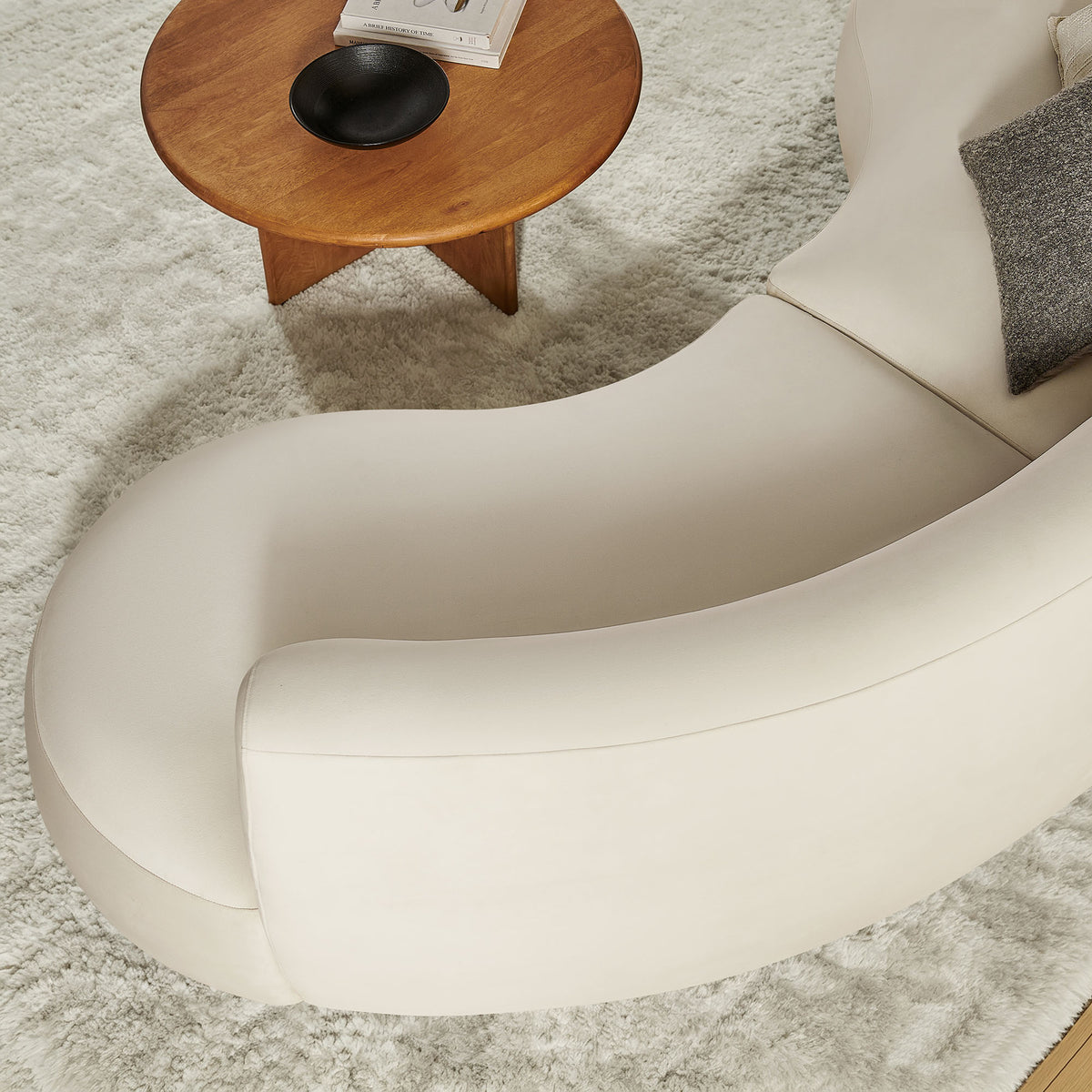 Rialta 2 Piece Curved Performance Velvet Sectional Sofa - Alabaster