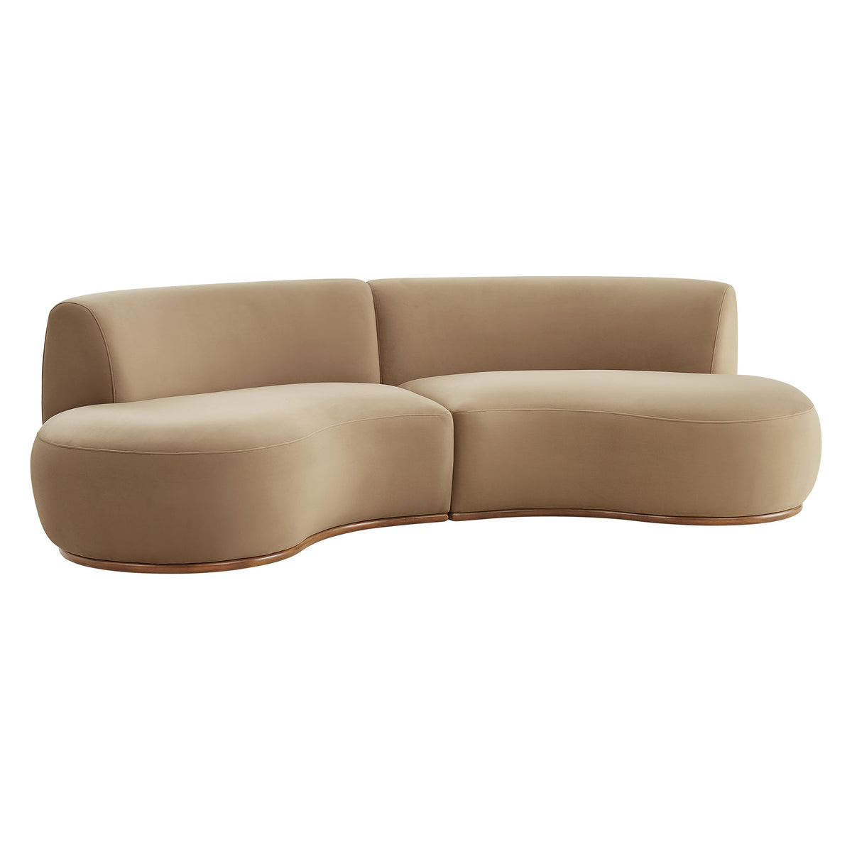 Rialta 2 Piece Curved Performance Velvet Sectional Sofa - Taupe