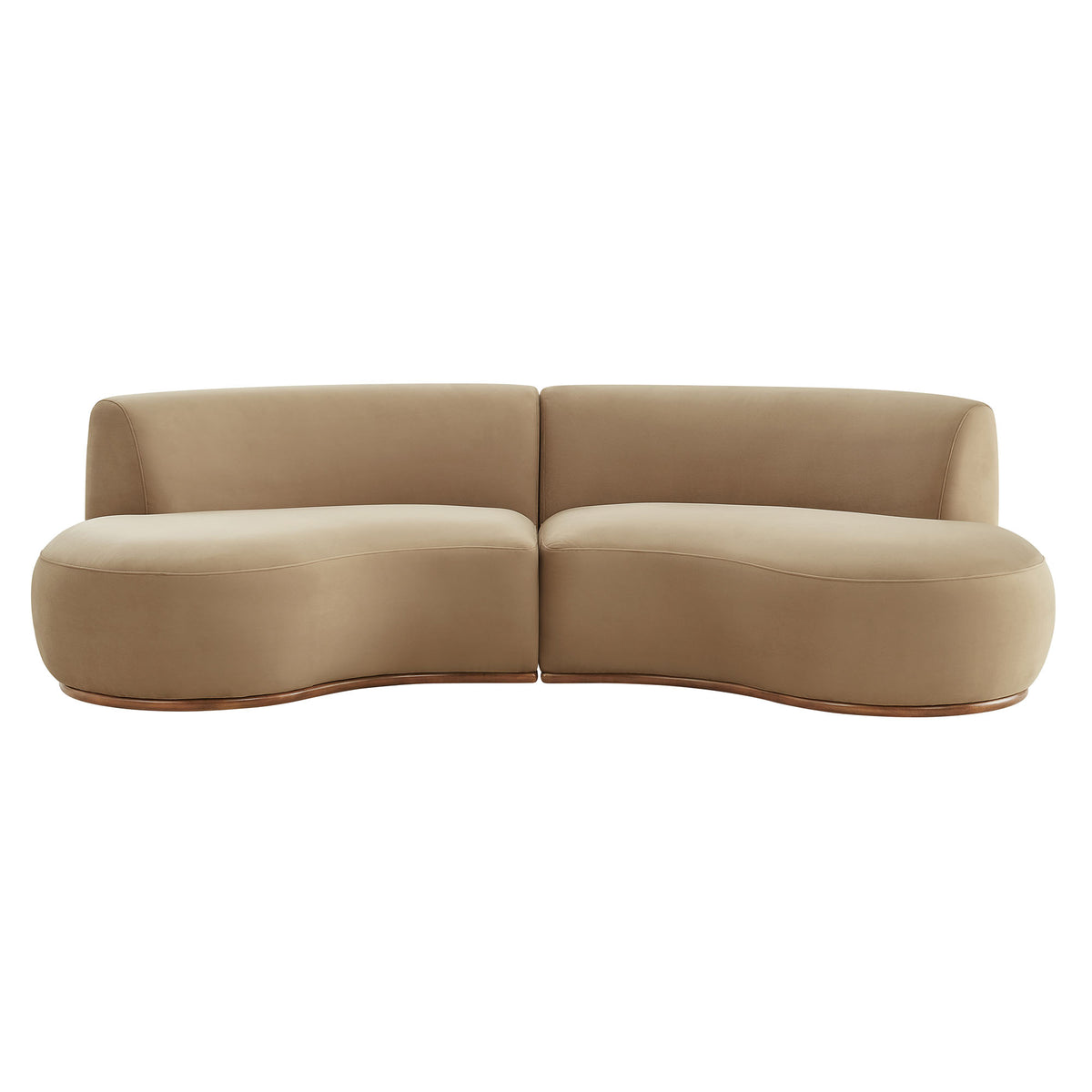 Rialta 2 Piece Curved Performance Velvet Sectional Sofa - Taupe