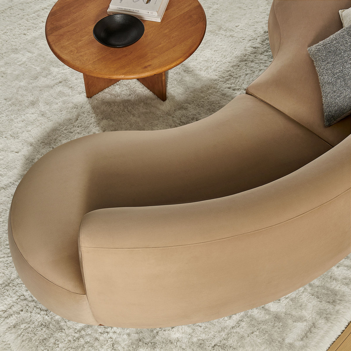 Rialta 2 Piece Curved Performance Velvet Sectional Sofa - Taupe