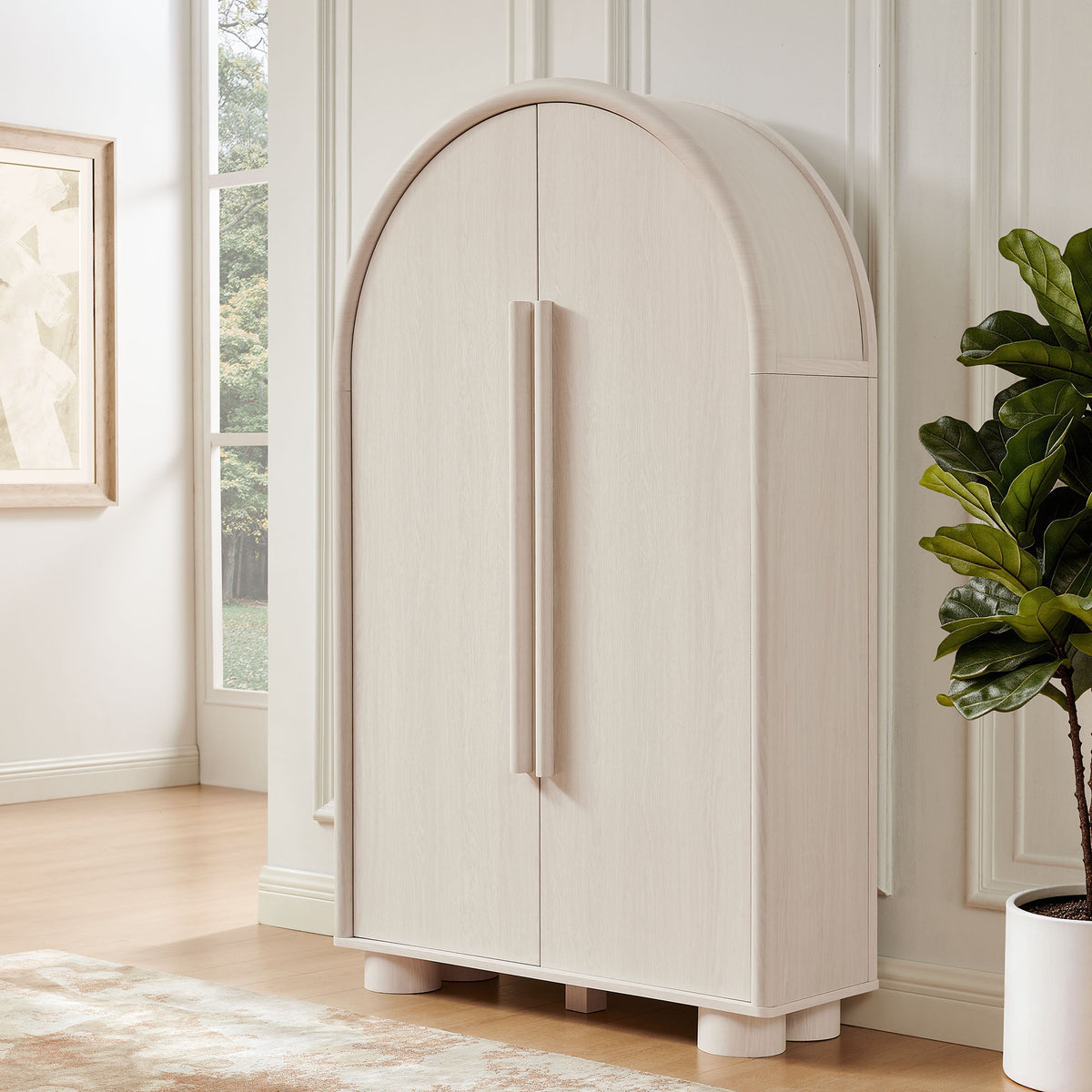 Bellamy Arched Fold-Out Desk Cabinet - Ash