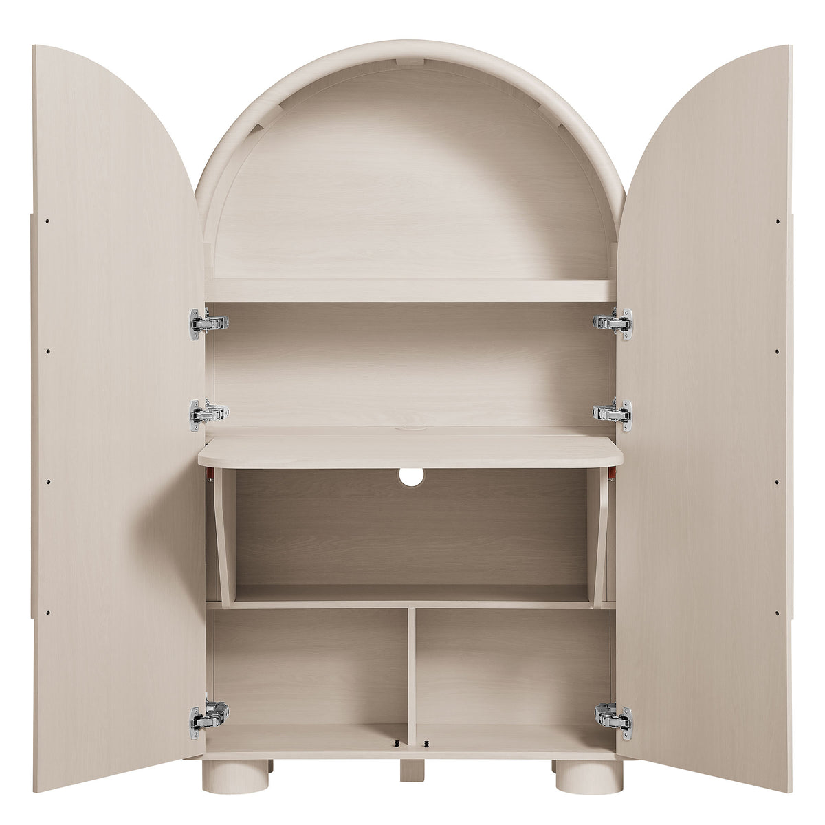 Bellamy Arched Fold-Out Desk Cabinet - Ash