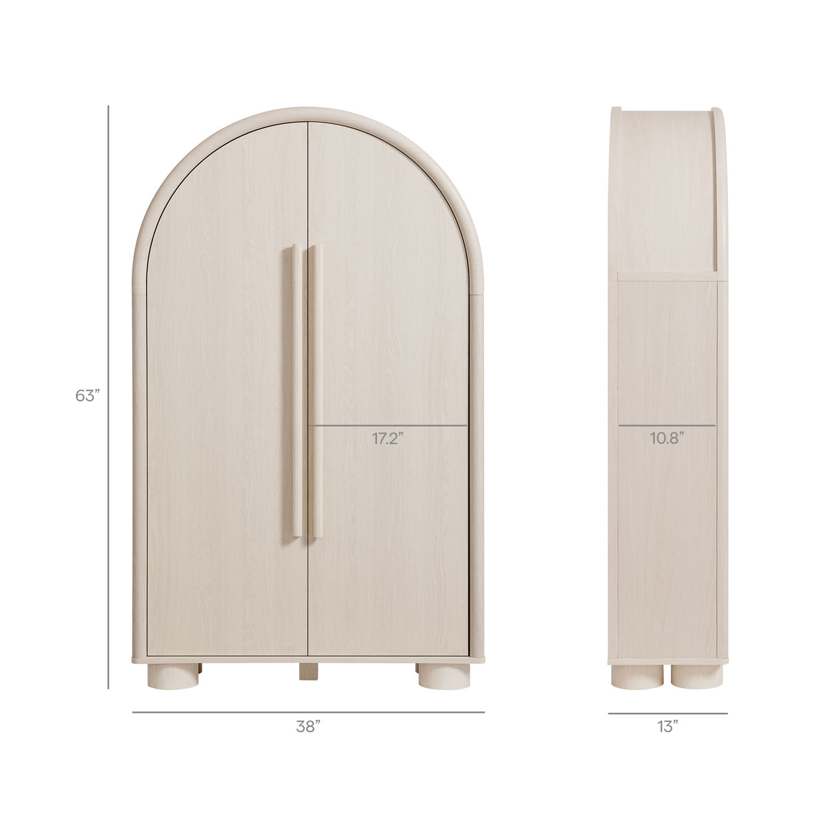 Bellamy Arched Fold-Out Desk Cabinet - Ash
