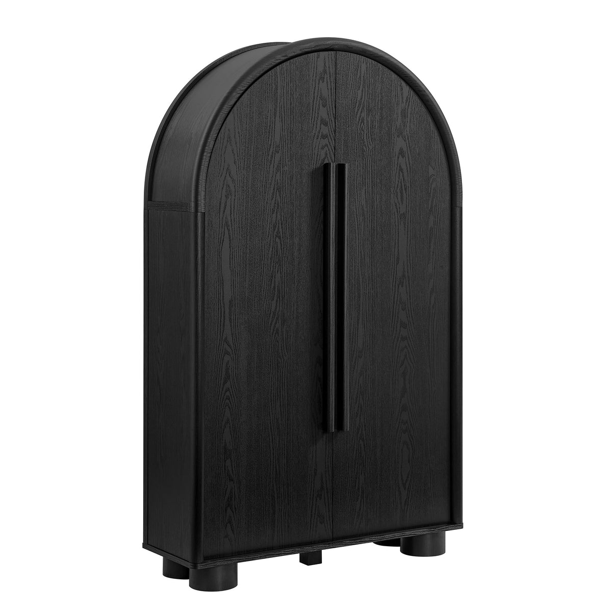 Bellamy Arched Fold-Out Desk Cabinet - Black Oak