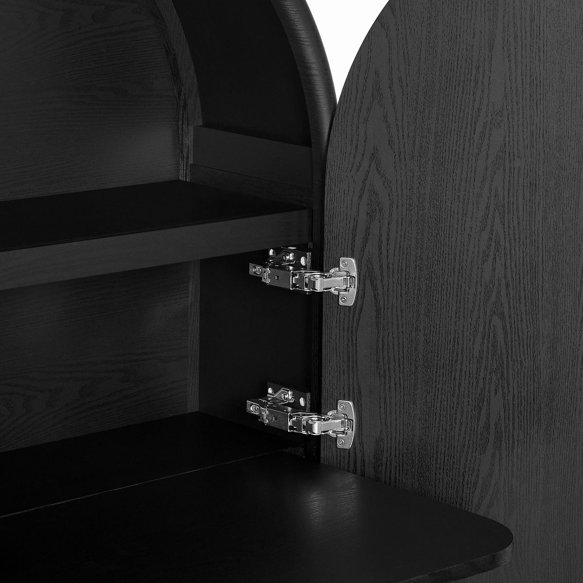Bellamy Arched Fold-Out Desk Cabinet - Black Oak