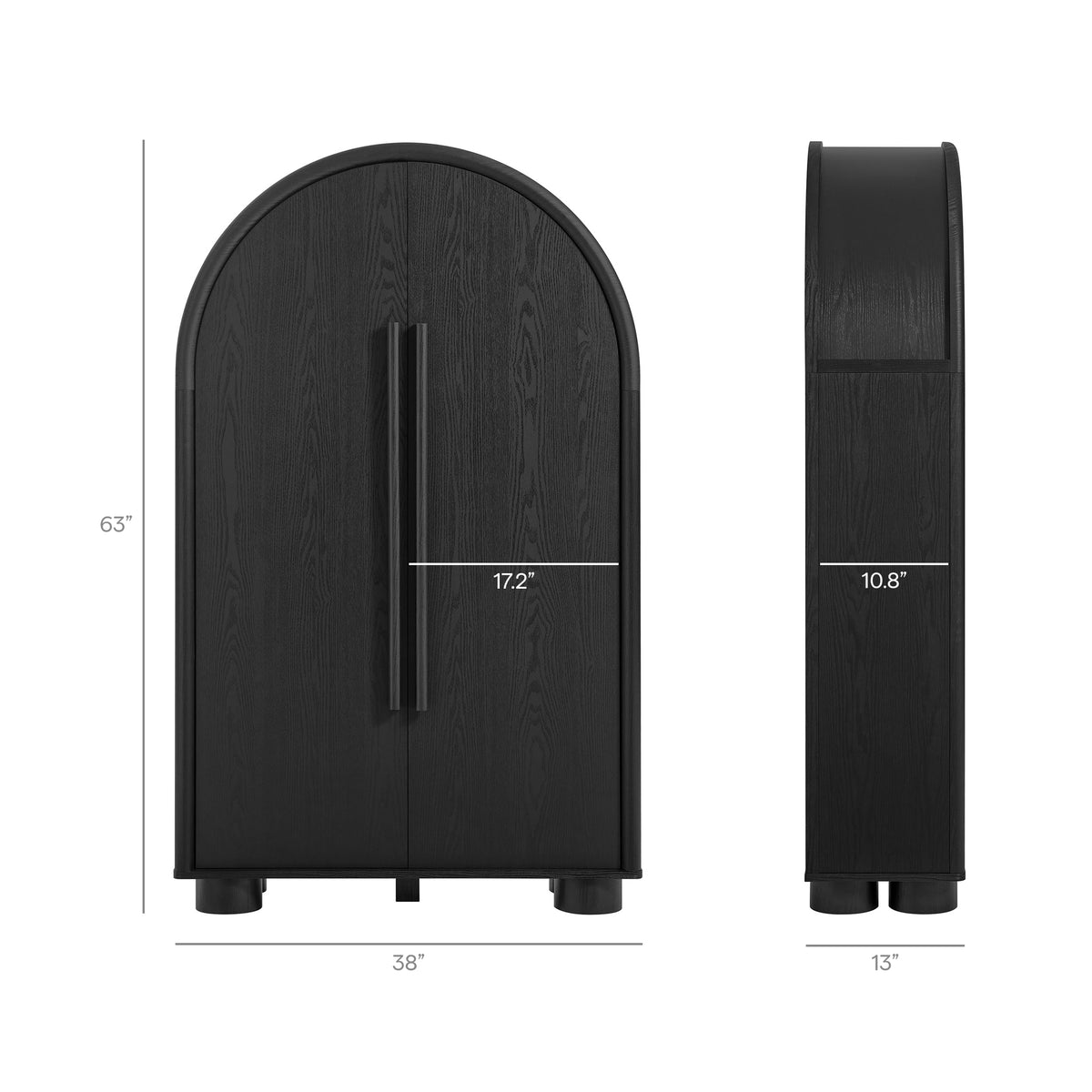 Bellamy Arched Fold-Out Desk Cabinet - Black Oak