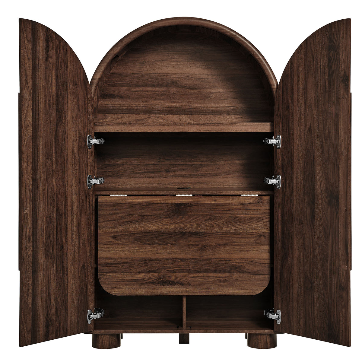 Bellamy Arched Fold-Out Desk Cabinet - Walnut