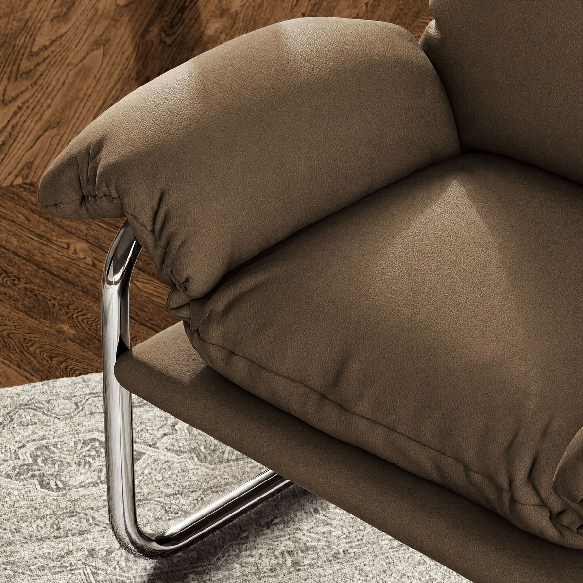 Ansel Vegan Leather Accent Chair - Mushroom