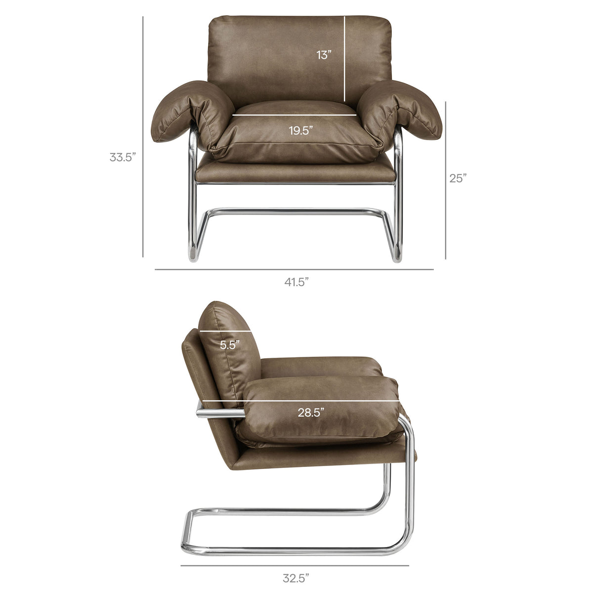 Ansel Vegan Leather Accent Chair - Mushroom
