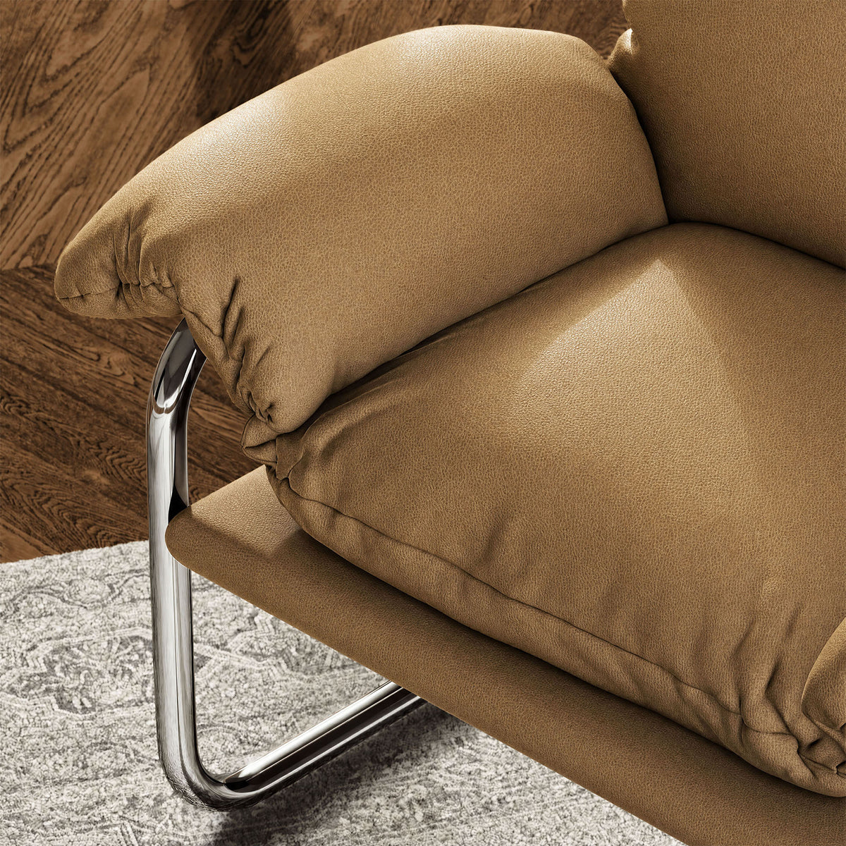 Ansel Vegan Leather Accent Chair - Toast