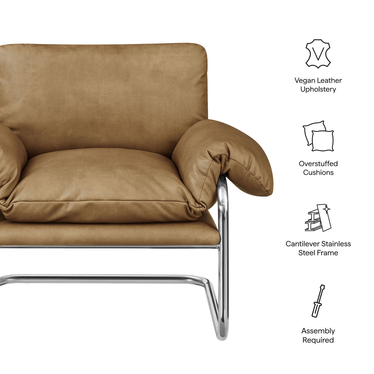 Ansel Vegan Leather Accent Chair - Toast