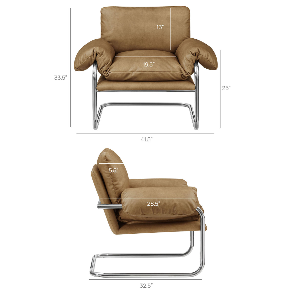 Ansel Vegan Leather Accent Chair - Toast