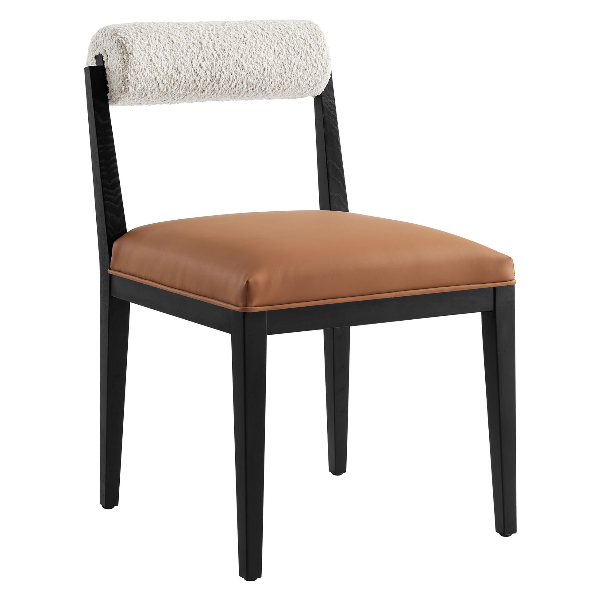 Kai Boucle and Vegan Leather Dining Chair Set of 2