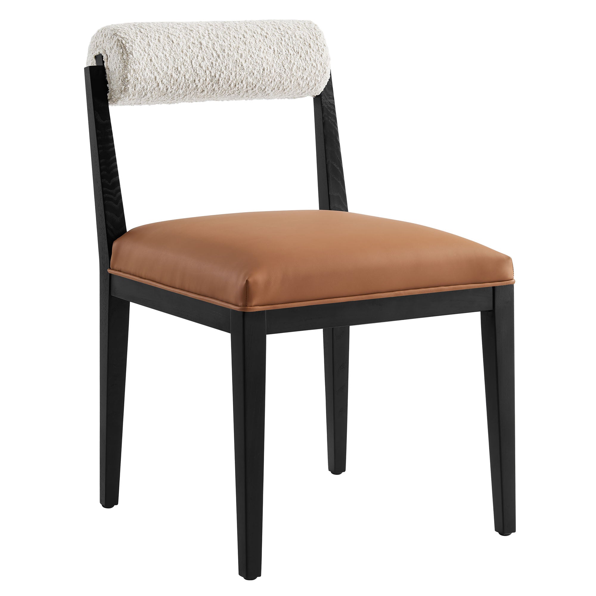 Kai Boucle and Vegan Leather Dining Chair Set of 2
