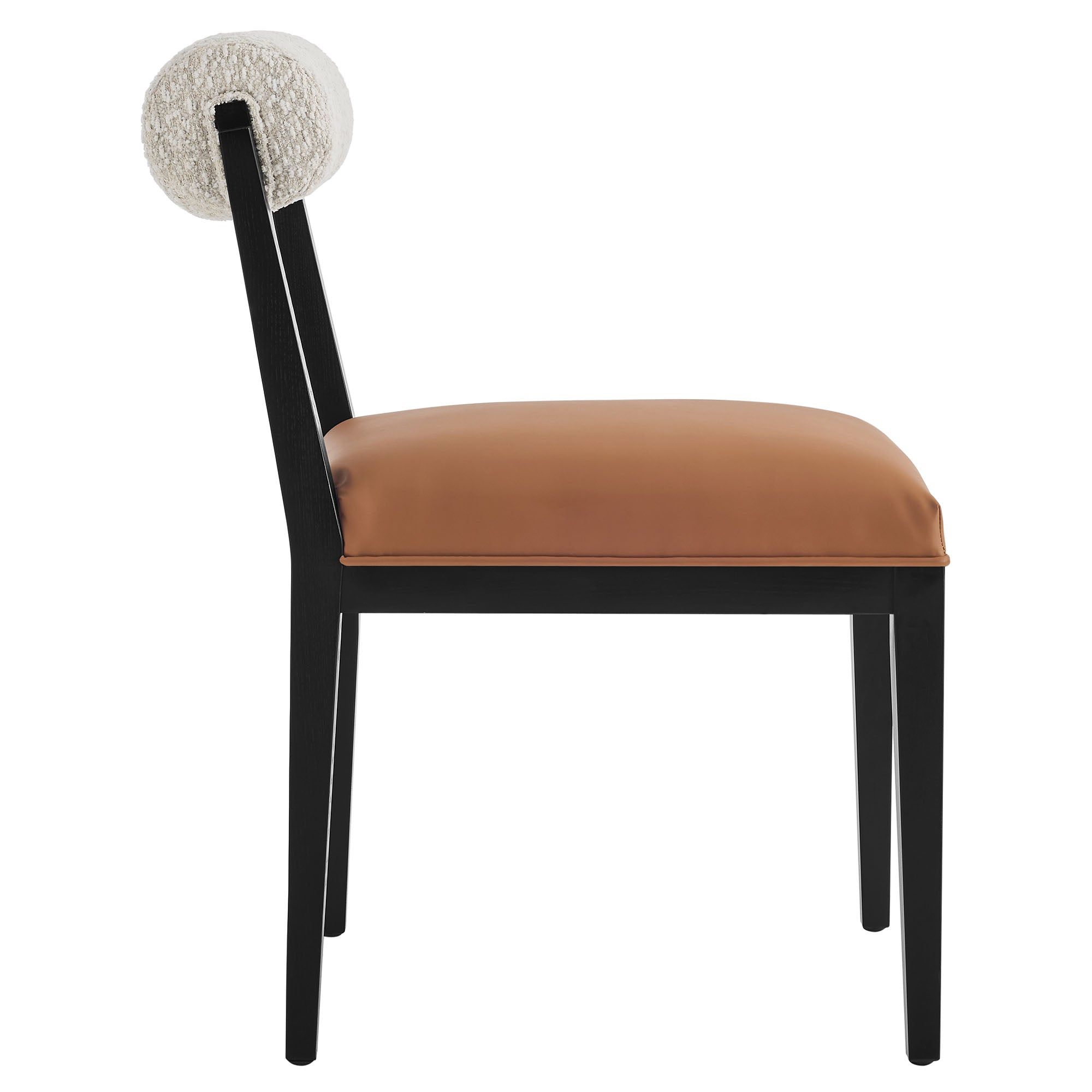 Kai Boucle and Vegan Leather Dining Chair Set of 2